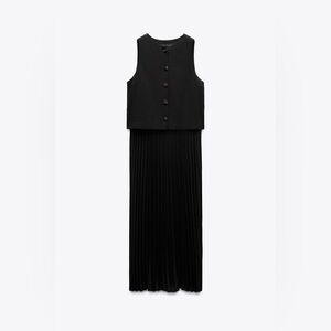 Zara | Black pleated combo dress